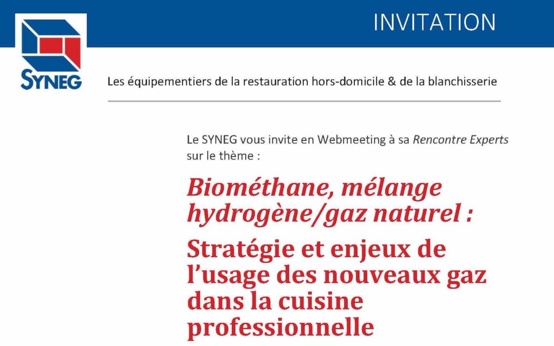 INVITATION Rencontre Experts sur les bio-gaz-Webmeeting Le 28 octobre 2020